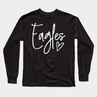 Eagles Heart School Sports Fan Team Spirit Long Sleeve T-Shirt